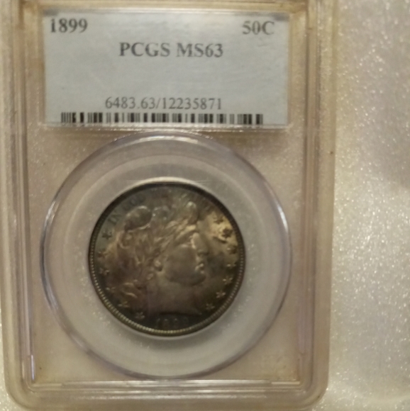 Silver 1899 PCGS GRADED MS 63 Barber Half dollar - Picture 1 of 4